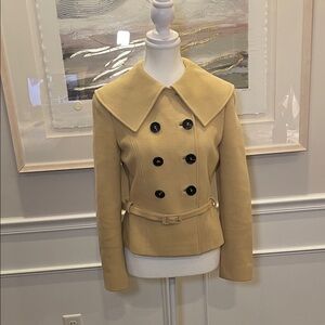 Barneys New York Made in Italy Elegant Camel Tan  Double-Breasted Belted Jacket